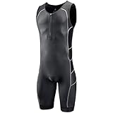 Herren Triathlon-Anzug, kurzärmelig, ideal für Ironman-Rennsporttrianzug Gr. M, Schwarz