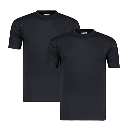 Schwarzes T-Shirt im Doppelpack I Basic Tshirt I 100% Baumwolle Rundhalsausschnitt in Übergrößen XXL bis 8XL, Größe:4XL