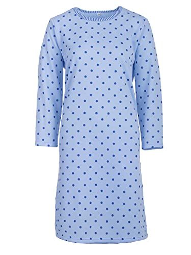 LUCKY Damen Nachthemd Thermo mit Tasche Winter Knöpfe Größe M L XL XXL, Größe:L, Farbe:Altrosa