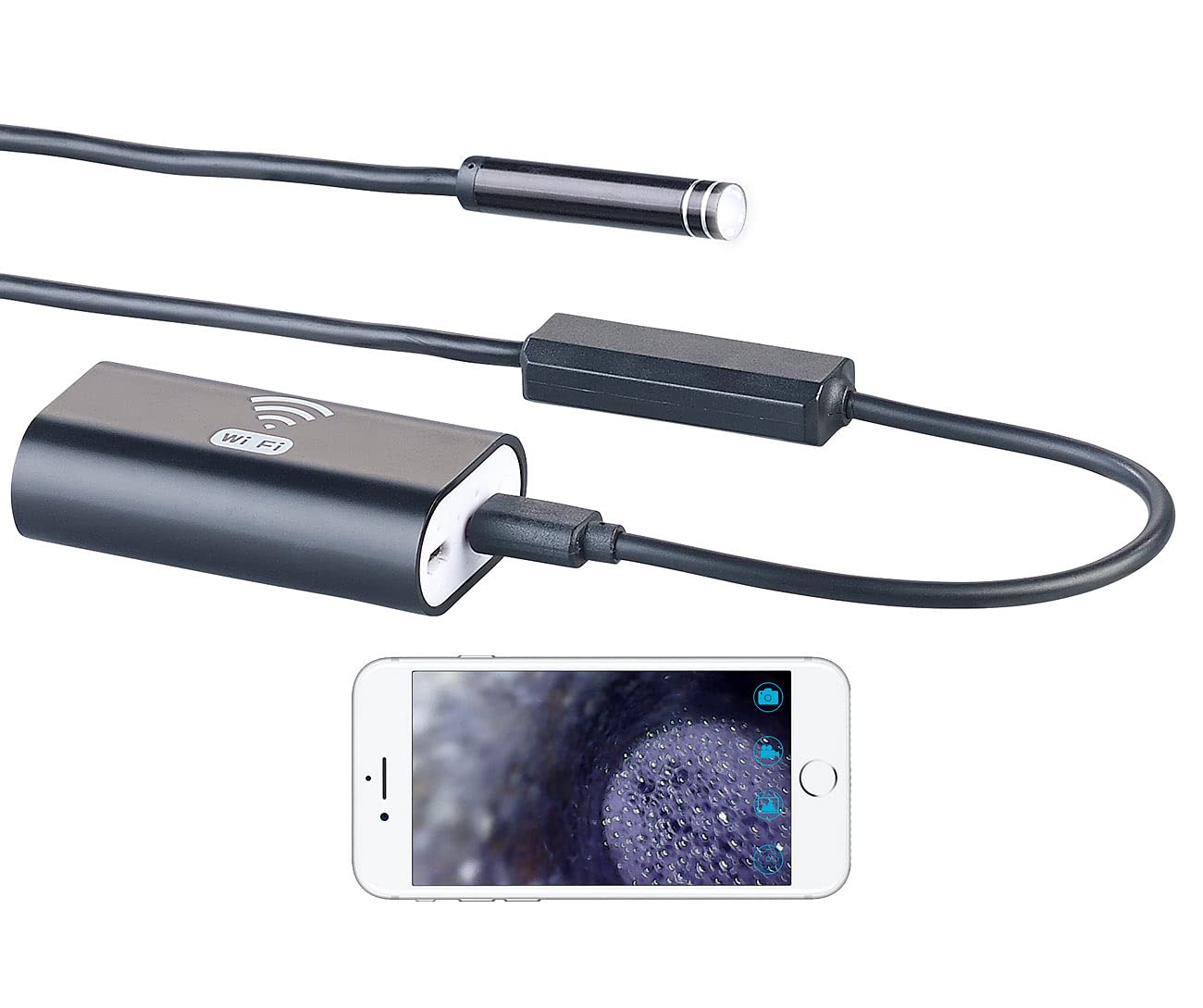 Somikon WiFi Endoskop Kamera App: WiFi-HD-Endoskop-Kamera für iOS- und Android-Mobilgeräte, 5 m (Endoskop-Kamera iPhone App, Teleskop Kamera iPhone, Mobiltelefon)