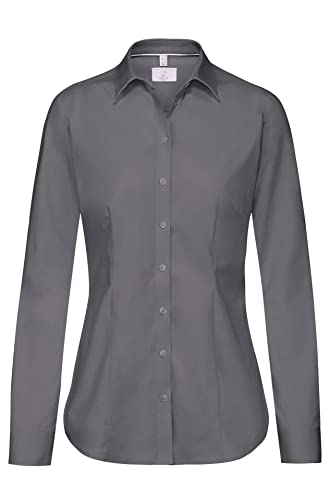GREIFF Corporate Wear Premium Damen Bluse Regular Fit Langarm Grau Modell 6592 Größe 34