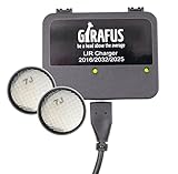 Girafus Knopfzellen Ladegerät für LIR-2032/2016 2025 Akkus USB Batterieladegerät inklusive 2X LiR2032 3.7Volt Akkus (ersetzen CR2032 Batterien) Akkuladegerät