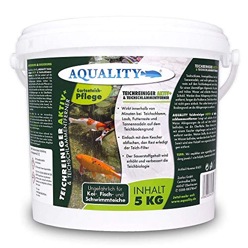aquality Teichreiniger & Teichschlammentferner (Wirkt innerhalb von Minuten - Teichschlamm, Laub, Futterreste und Tannennadeln), Inhalt:5 kg