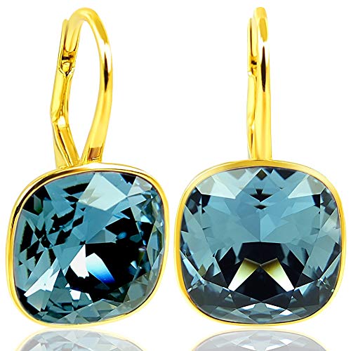 Ohrringe Blau mit Kristallen von Swarovski® Gold NOBEL SCHMUCK