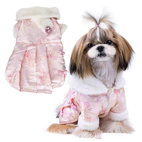 Hundejacken für den Winter Winddicht Warmer Hundemantel Niedliche rosa Dicke Haustierbaumwollkleidung für kleine, mittelgroße Hunde(L)