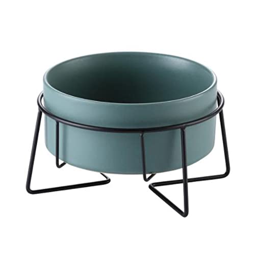 SUICRA Futternäpfe Ceramic Bowl Iron Rack Feeding Non-Slip Bowl for Pet (Color : Green, Size : 16.8cm)