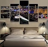baozge 5 Leinwand Las Vegas City Painting Wohnzimmer Modern Wandkunst Bilder-(No_Frame)_Size_B