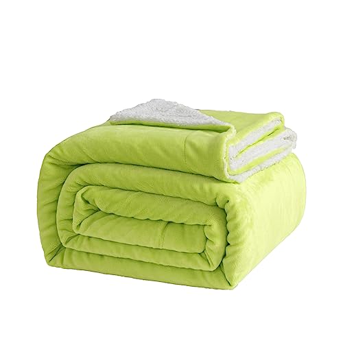 Good Nite Decke, 150 x 200 cm, wendbare Sherpa-Fleecedecke, Flauschige Polyester-Decke, weich und warm, Bettdecken für Zuhause und Reisen (grün, doppelt)