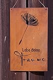 Edelrost Tafel Pusteblume mit Spruch 37 x 22 cm -Lebe deine Träume- Gedichttafel