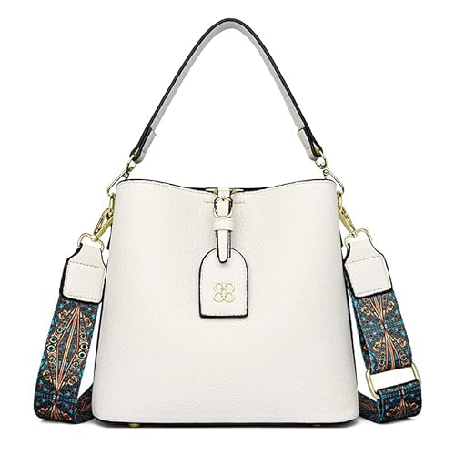 Damen Tasche Bucket Bag Frühling und Sommer Große Kapazität Handtasche One-Shoulder Crossbody Bag Frauen, weiß