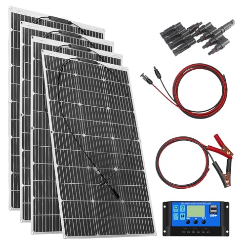 400W solar panel kit 3 * 100w 18v flexible solar panel photovoltaic monocrystalline module 40A solar regulator, for charging 12V batteries - campers, caravans, boats, roofs (400)