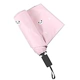 Hacoly Schwarzer Kleber UV-Regenschirm Tragbarer Regenschirm Winddicht Regenschirm Panda Sonniger Regenschirm Windsicher Stabil - Pink
