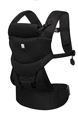 Dooky Urban Comfort ergonomische Babytrage (geeignet ab der Geburt 0-3 Jahre und 3,5-15 kg, atmungsaktives Material, drei verschiedene Tragemöglichkeiten), Farbe: Swarz