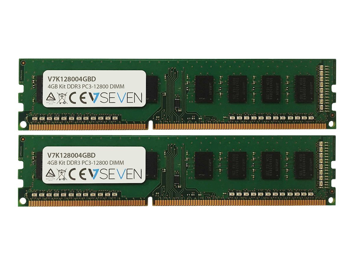 V7 V7K128004GBD Desktop DDR3 DIMM Arbeitsspeicher 4GB (2X2GB KIT, 1600MHZ, CL11, PC3-12800, 240pin, 1.5V)