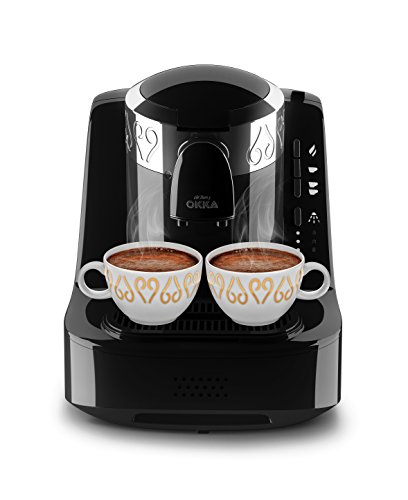 Arzum OKKA OK002 Kaffeevollautomat Türkische Kaffeemaschine, Kaffeekanne 2 Tassen Automatische Brühstufenerkennung Patentierte Kochtechnologie Selbstreinigung 710W- Schwarz