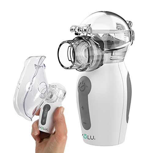 Evolu Nano AIR PRO - tragbar Inhalator Vernebler - Mesh Vernebler Maschine mit Mundstück und Masken für Erwachsene und Kinder - Inhalationsgerät von Behandlung Atemwegserkrankungen.