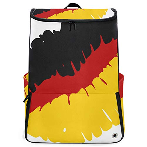 FANTAZIO Rucksack, Motiv: Deutsche Flagge, Lippen, Laptop, Outdoor, Reisen, Wandern, Camping, Freizeit-Rucksack, groß