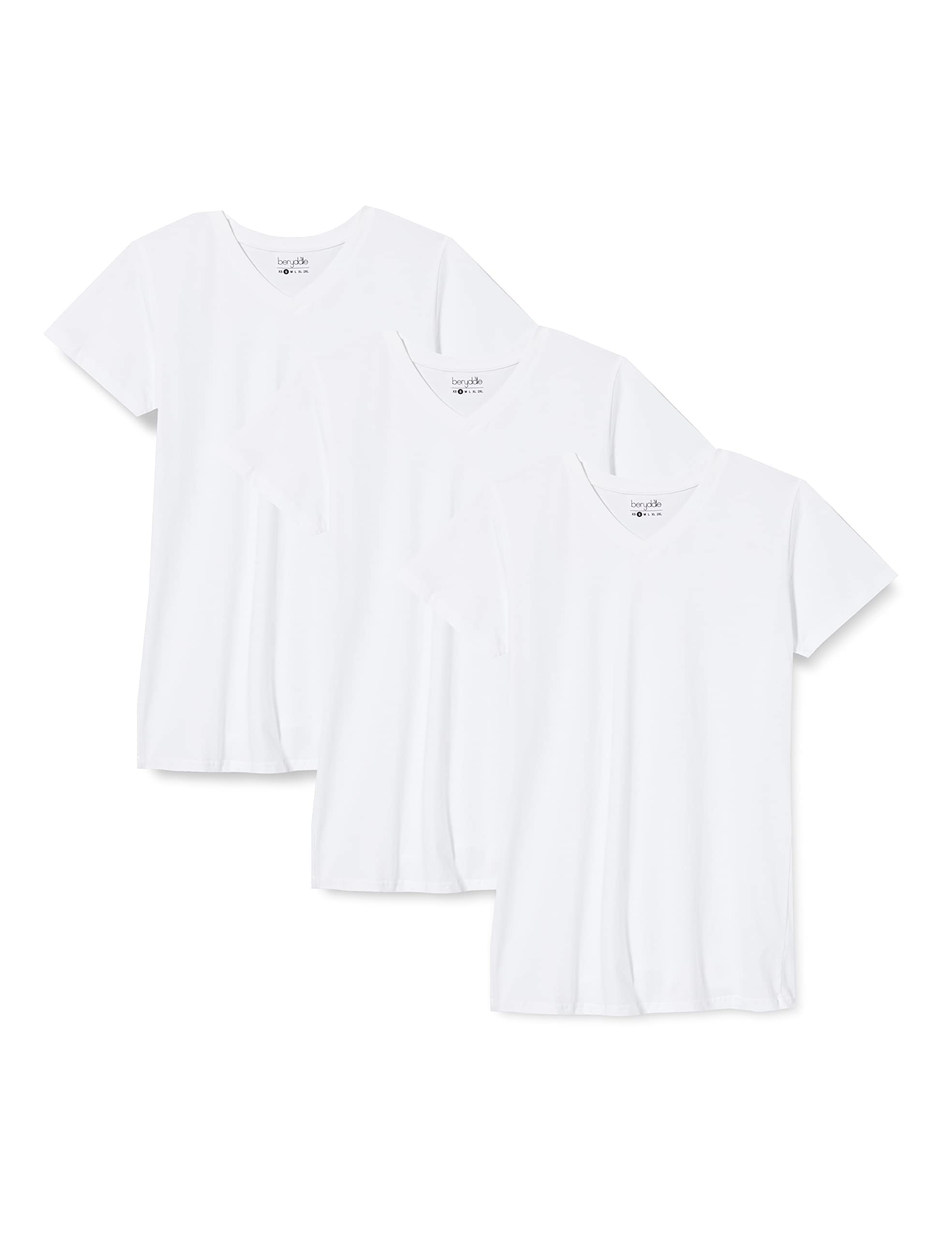 berydale Damen T-Shirt Bd158, Weiß - 3er Pack, XS