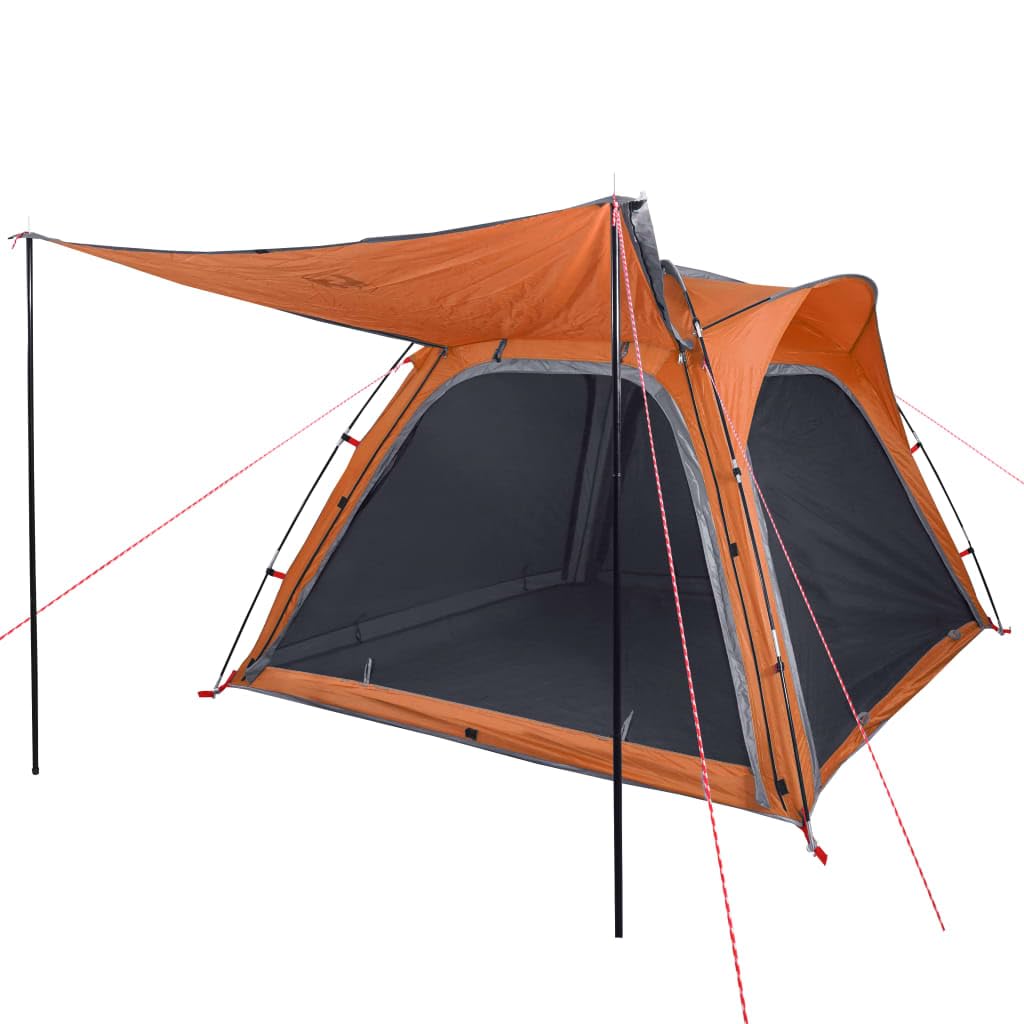 vidaXL Campingzelt 4 Personen, Camping Outdoor Zelt Wasserabweisend, Kuppelzelt mit Reißverschluss, Schutzzelt Gartenzelt Trekkingzelt, Grau Orange 185T TAFT