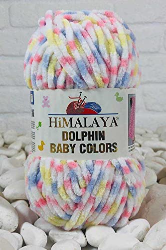 Himalaya Delphin Baby Colors (5er-Pack), 5 x 100 g, super sperriges Himalaya-Garn, Deckengarn, Samtgarn, Strickgarn, Amigurumi-Garn (80417)
