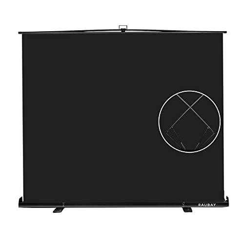 【Breiterer Stil】 RAUBAY 200x200cm Großer zusammenklappbarer Schwarz Hintergrund Black Screen, tragbarer ausziehbarer Panel Fotohintergrund mit Ständer für Videokonferenzen, Fotostudio.