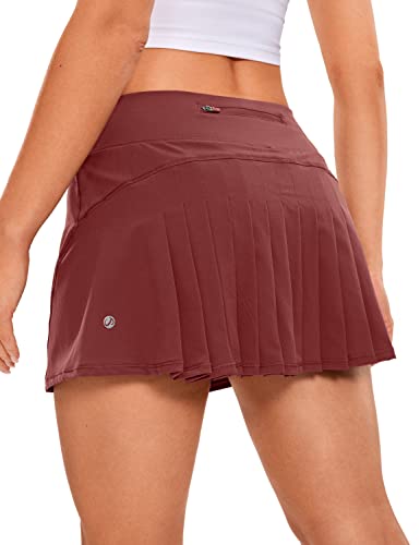 CRZ YOGA Damen Sport Rock Tennis Golf Skort Mini Pleated Skirt mit Innenhose Taschen Savanne 44