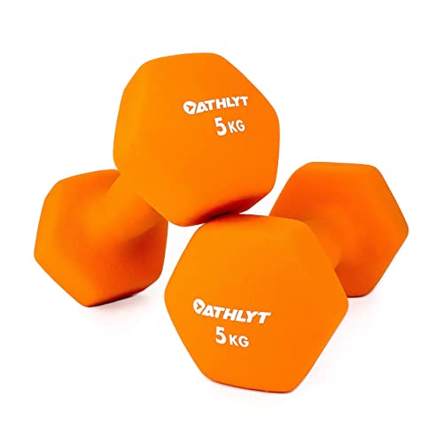 Athlyt Unisex Neopren-Hantel-Set, 2 x 5 kg - Orange