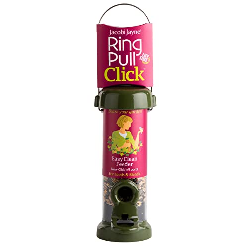 Jacobi Jayne RP3-S1G Ring-Pull Click Futterstation für kleine Samen, grüner Vogel