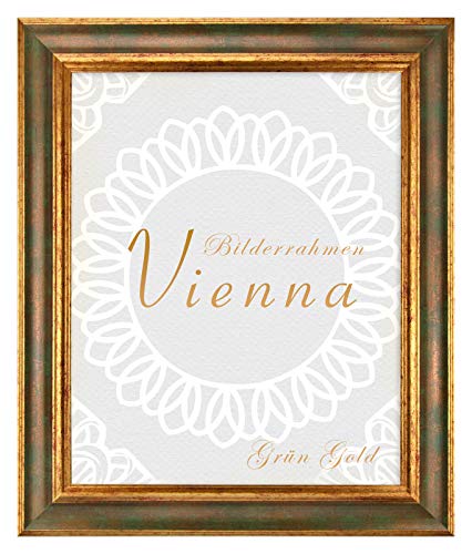 BIRAPA Bilderrahmen Vienna aus Massivholz 21x30 cm in Grün Gold Größen