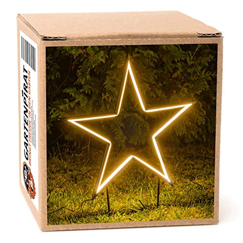 Gartenpirat Weihnachtsbeleuchtung aussen LED Figuren Stern – Weihnachtsdeko Beleuchtung – Mit Neonlichtband warmweiß – Spart Energie Dank LED – 75 x 2 x 67 cm – Für einzigartige Lichtakzente