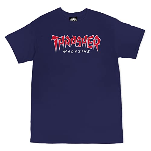 Thrasher Men's Jagged Logo Navy Blue Short Sleeve T Shirt S