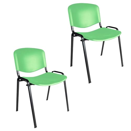 Topsit Büro & More 2er Set Besucherstühle, stapelbarer Konferenzstuhl, mit Sitz und Rückenlehne aus Kunststoff. (Grün)