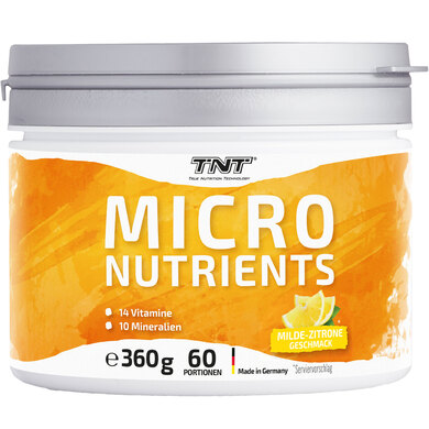 TNT Multivitamin Pulver mit 24 Vitaminen & Mineralien (360g) • Superfood Vitamin Komplex mit Grüntee Extrakt, Spirulina & Coenzym Q10 • Micronutrients (Mild Lemon)