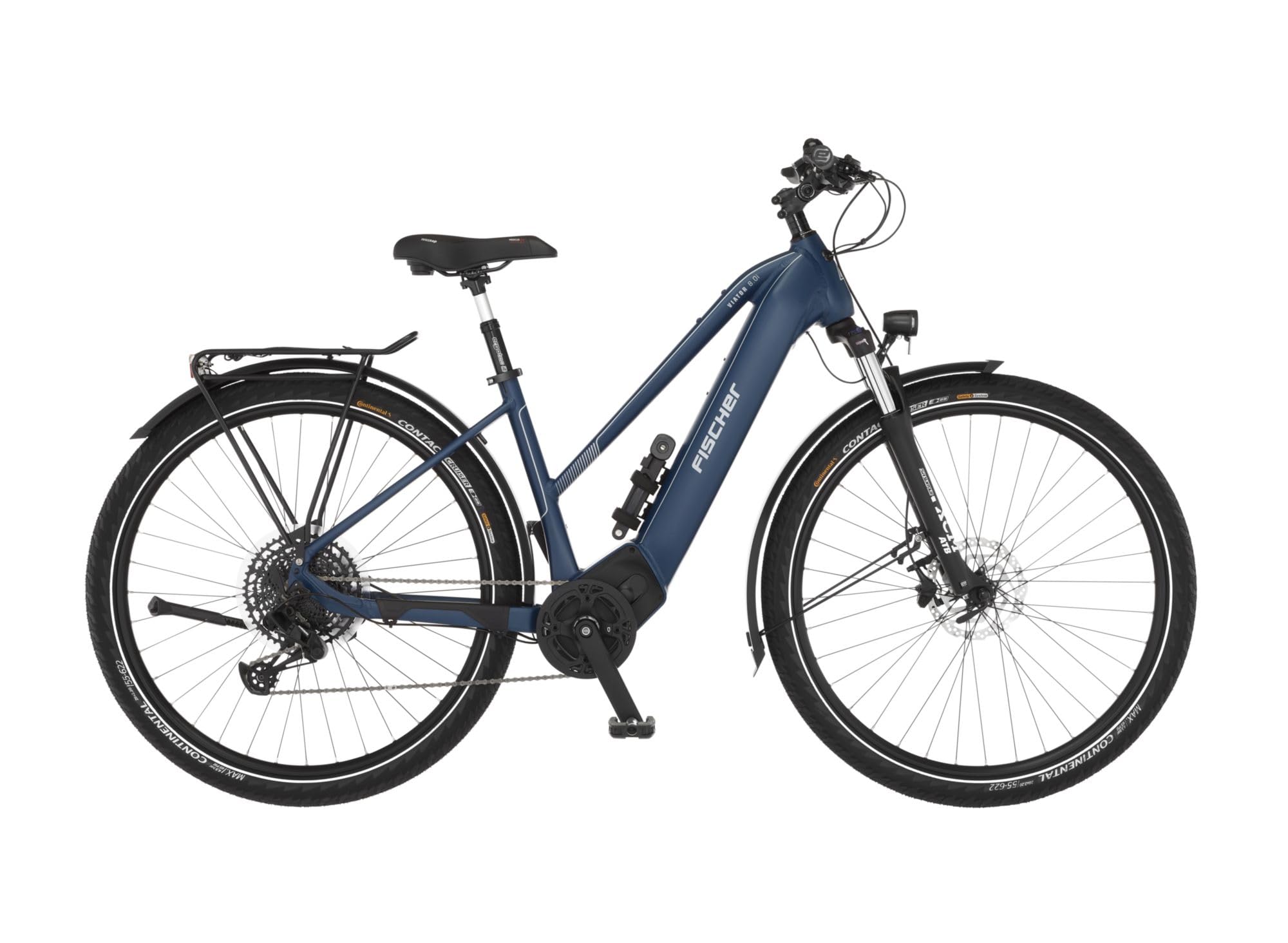 FISCHER E-Bike Trekking VIATOR 8.0i, Elektrofahrrad für Damen und Herren, RH 55 cm, Mittelmotor 90 Nm, 36 V Akku