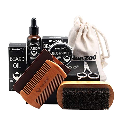 Tubayia 7 Stück Bartpflege Set mit Bartöl/Bartbalsam/Bartbürste/Bartkamm usw, Geschenk für Männer