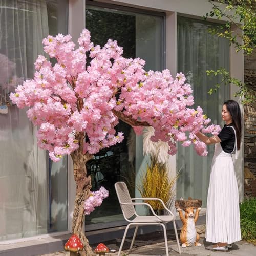 künstliche pflanzen groß Draußen Lebensechter Künstlicher Kirschblütenbaum,Rosa Pfirsichblüten-Wunschbaum Für Hochzeiten Und Heimdekoration, Atemberaubende Handgefertigte Künstliche Sakura-Seidenblume