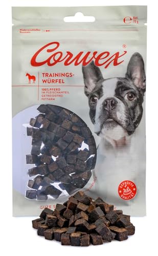 Corwex Trainingswürfel Hundesnacks mit Pferd, Monoprotein, Trainee Snack, getreidefreie Leckerlie fürs Hundetraining (16x70g, Pferd)