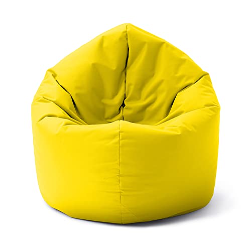 Lumaland Indoor/Outdoor-Sitzsack, Runder 2-in-1-Sitzsack für draußen und drinnen, 300l Füllung, 120 x 80 x 75 cm, wasserabweisend und robust, Gelb