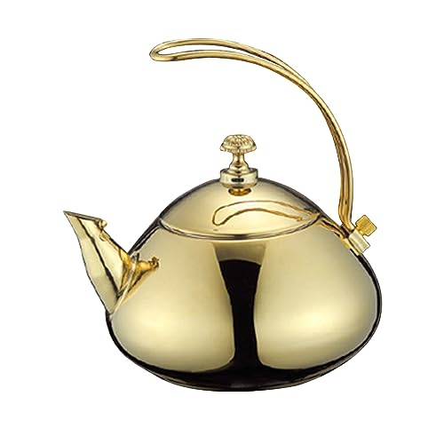 Retro Elektrischer Wasserkocher Edelstahl - 1,5L Elektrischer Edelstahl Teekanne Teekessel Klassische Schnelle Wasserheizung Kochtopf(Golden)