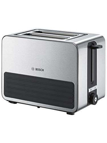 Bosch Haushalt TAT7S25 Toaster mit eingebautem Brötchenaufsatz Edelstahl, Schwarz
