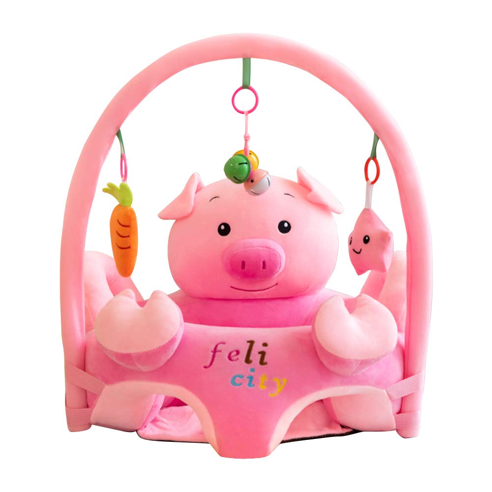 Cartoon Baby Plüsch Stuhl Sofa Infant Learning Sitz Stuhl Baby Spielzeug Support Sitz Training Stützfütterung (Schweinchen mit Stange)