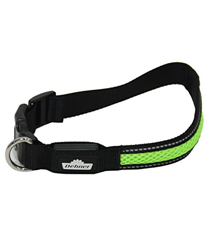 Dehner LED-Hundehalsband Flash Collar, Länge 63 cm, Höhe 2,5 cm, Mesh-Stoff, schwarz/grün