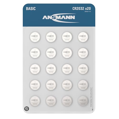 ANSMANN Basic 20x CR2032 Knopfzellen Lithium Batterien 3V / Qualitativ hochwertige Batterien/Ideal für Küchenwaage, Autoschlüssel, Messgeräte, Fernbedienungen, etc.