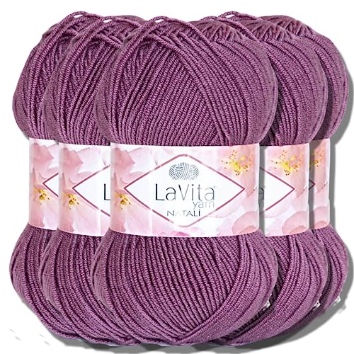 Hobby YARN Lavita Natali 5x 100g Türkische Premium Wolle 100% Acryl Handstrickgarne Uni Einfarbig | Garn | Yarn Babywolle Strickgarn Baby zum Häkeln Stricken (9720)