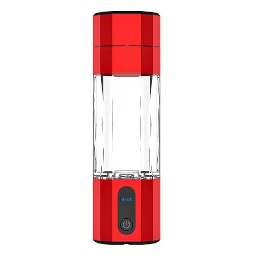 RRXIMHTT 208ml Wasserstoff Wasserflasche PEM Elektrolyse Wasserstoff Generator 6000-8000 PPB LED Anzeige Tragbare wiederaufladbare Wasserstoff Wasserflasche für Büro, Zuhause und Reisen Rot