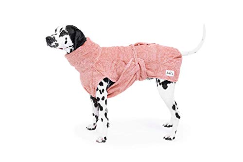 Lill's Hundebademantel, 100% Bio-Baumwolle, Organic Pinkberry (Rosa/Pink) (L: 60 cm Rückenlänge)