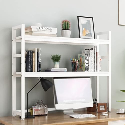 2 Schichten DIY Bücherregal Büro Bücherregal - Desktop-Display-Regal, Freistehender Schreibtisch-Organizer, Industrielle Computertisch-Aufbewahrungsregale, Schreibtisch-Stehregal ( Color : White 3 , S