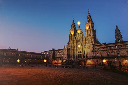 JANDEI - Dekoratives Bild mit LEDs (verschiedenen Bilder) (Kathedrale von Santiago de Compostela 60x40 cm)