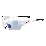 uvex sportstyle 803 race V small - Sportbrille für Damen und Herren - selbsttönend & verspiegelt - beschlagfrei - white/blue - one size