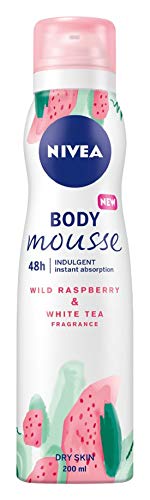 NIVEA Luxuriöses Duschmousse aus Seide, Wilder Himbeere und weißer Tee (200 ml), luxuriöses Duschmousse, Duschgel, feuchtigkeitsspendend, mit wunderschönem Duft